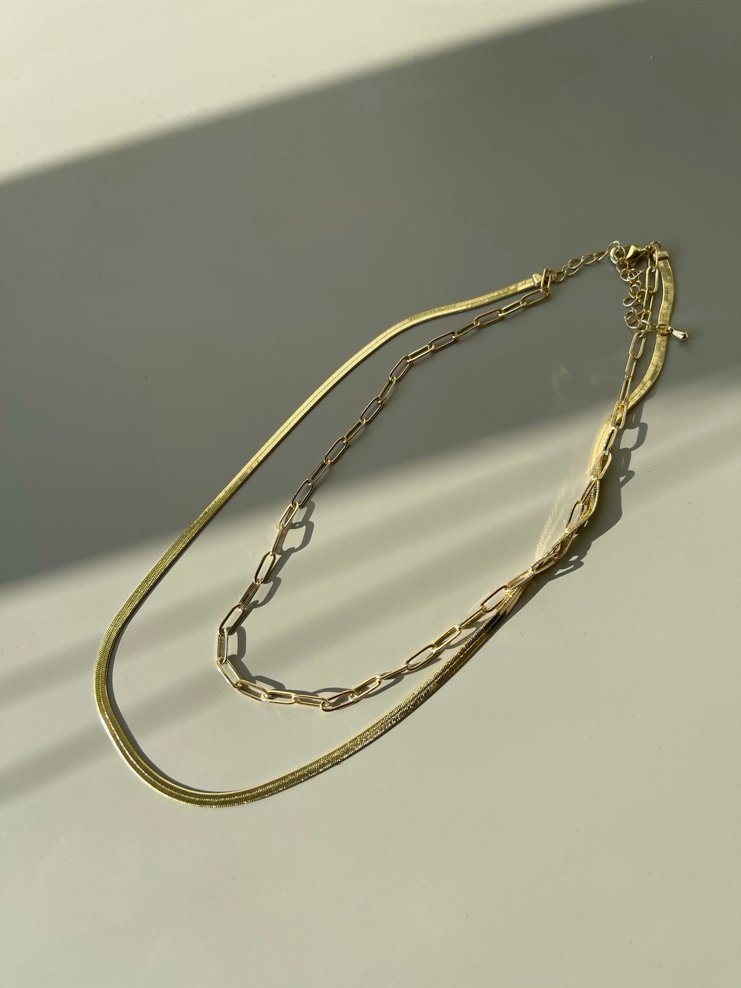 Link Layered Snake Necklace In Gold
