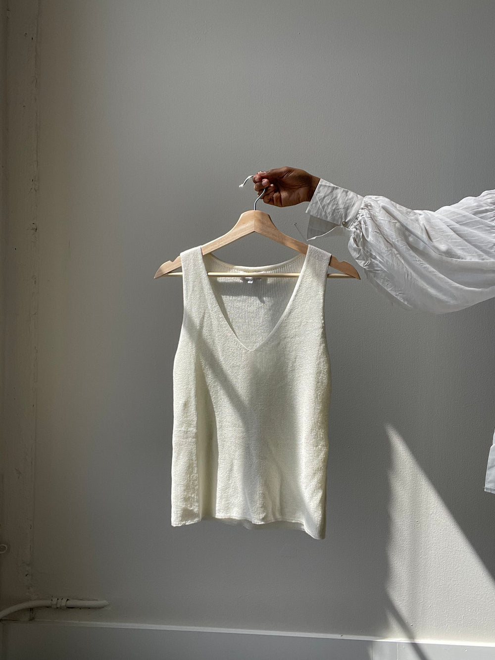 Sasha V Neck Loose Fit Tank In Ivory Cream