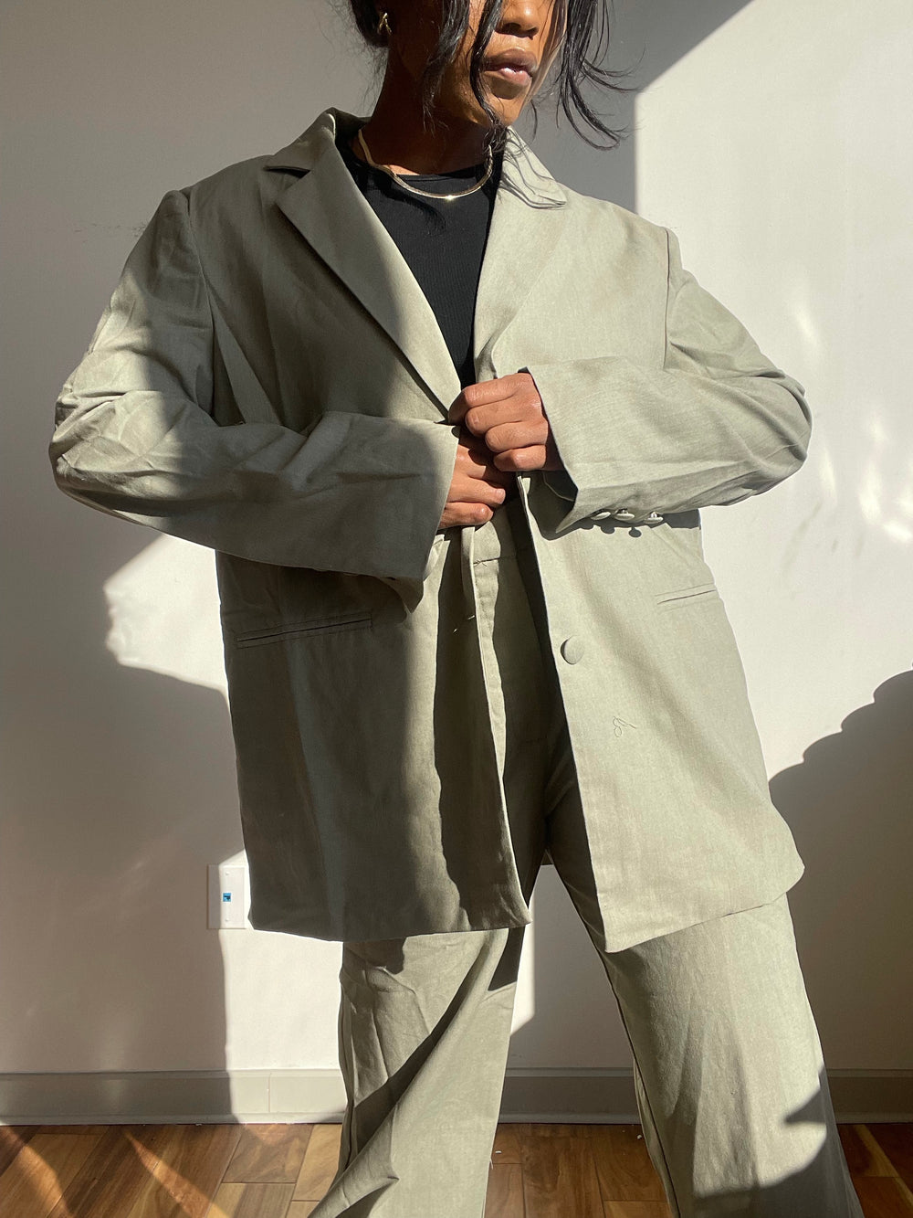 Denney Oversized Blazer In Dust Sage