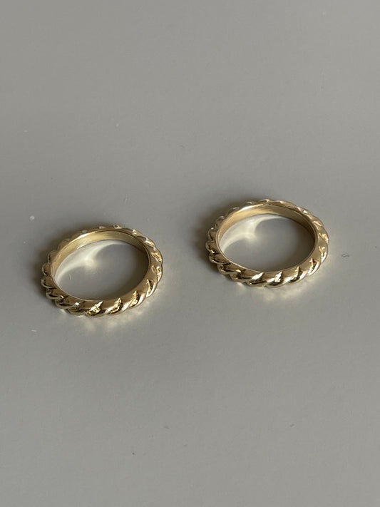 Soft Twist Ring Set In Gold