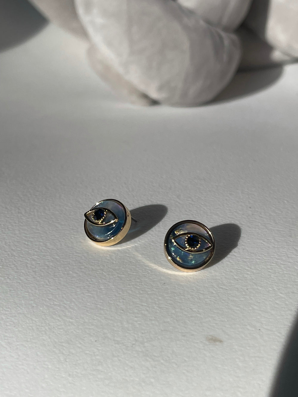 Dazed & Evil Eye Charm Stud Earring In Navy