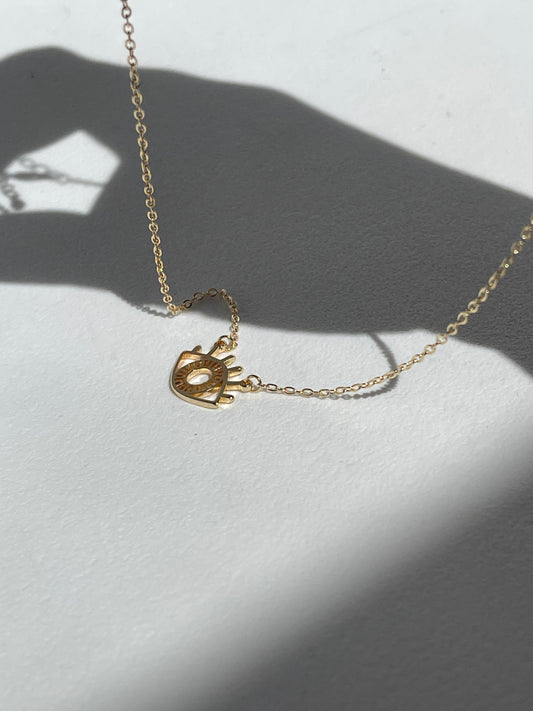 Geo Evil Eye Necklace In Gold