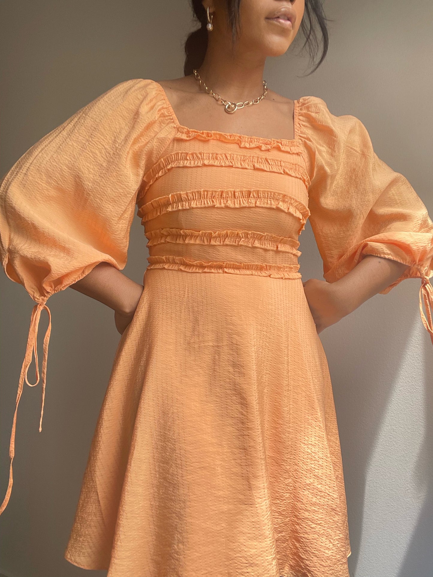 Shelley Ruffle Mini Dress In Tangerine
