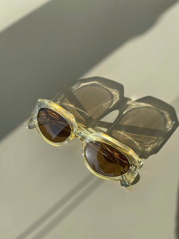 Donte Double Gold Bar Sunglasses In Lemon