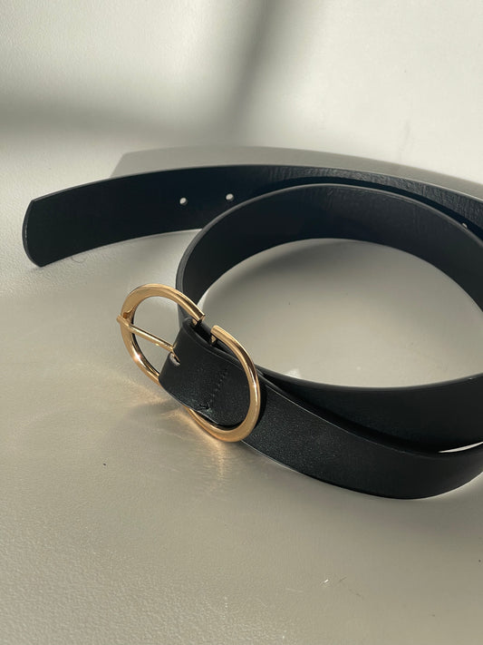 Kate Double Ring Buckle Belt In Black