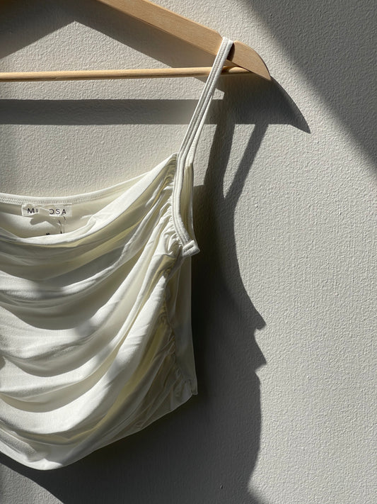 Cindy Rouged Front Cropped Cami In Ivory