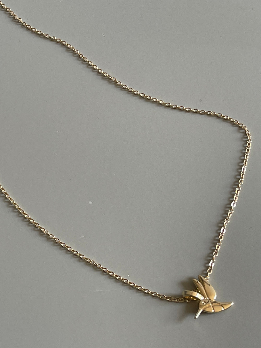 Hummingbird Charm Necklace In Gold