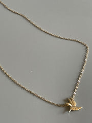 Hummingbird Charm Necklace In Gold