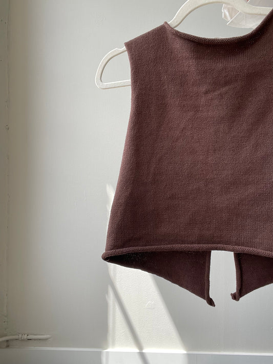 Arlette Double Front Closure Cotton Knit Vest In Brown