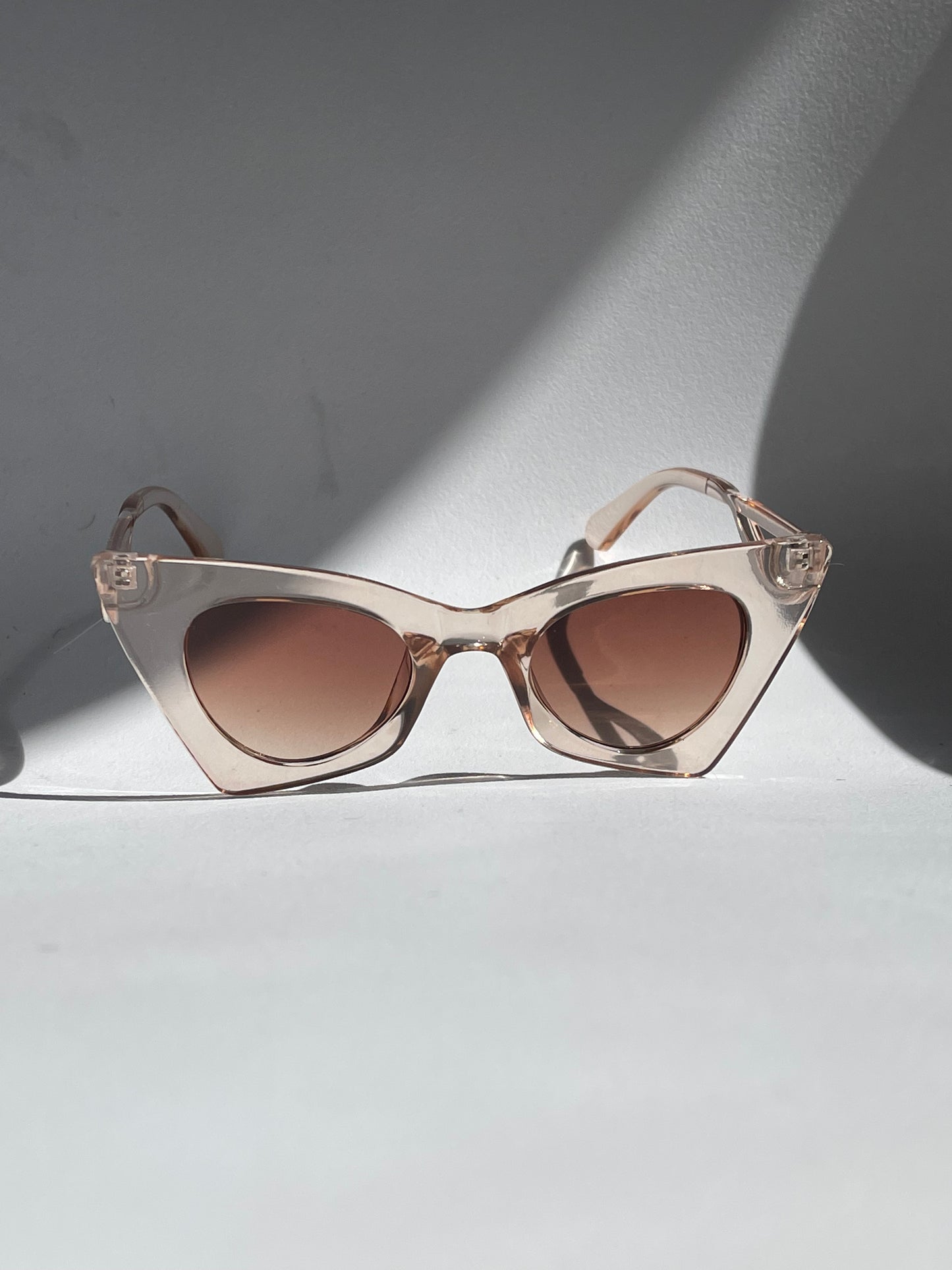 Gia Angled Cat-Eye Sunglasses In Translucent Taupe