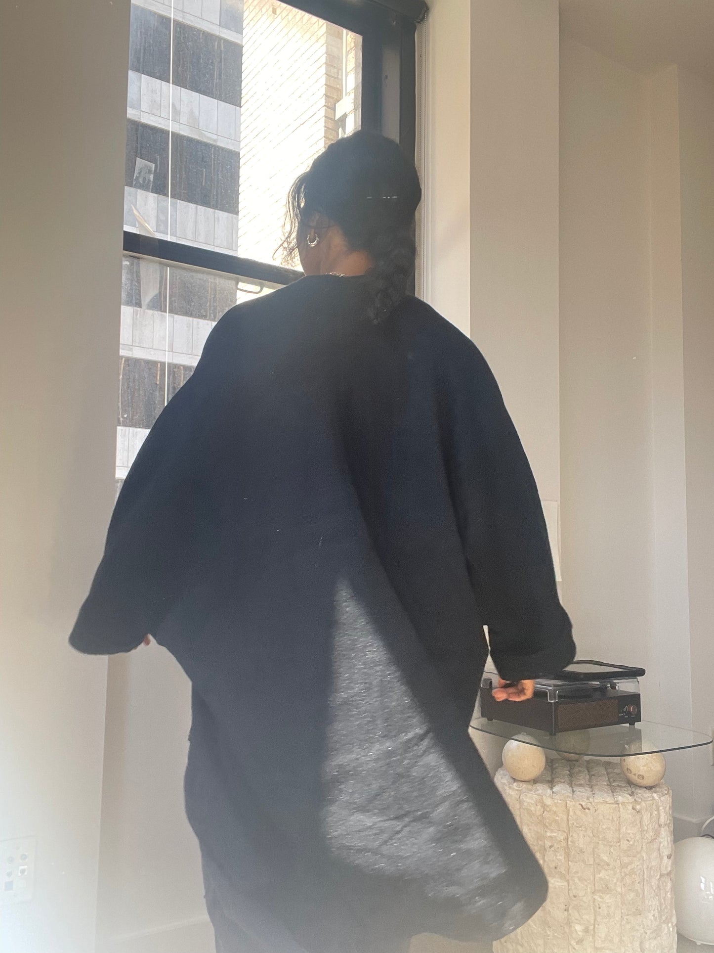 Deena Kimono Oversized Cardigan Sweater In Balck