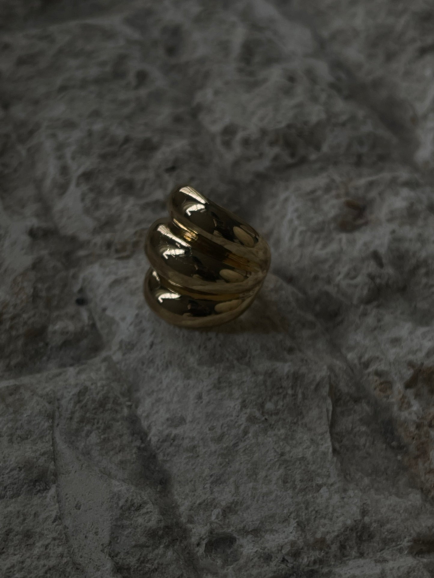 Tri Dome Statement Ring In Gold
