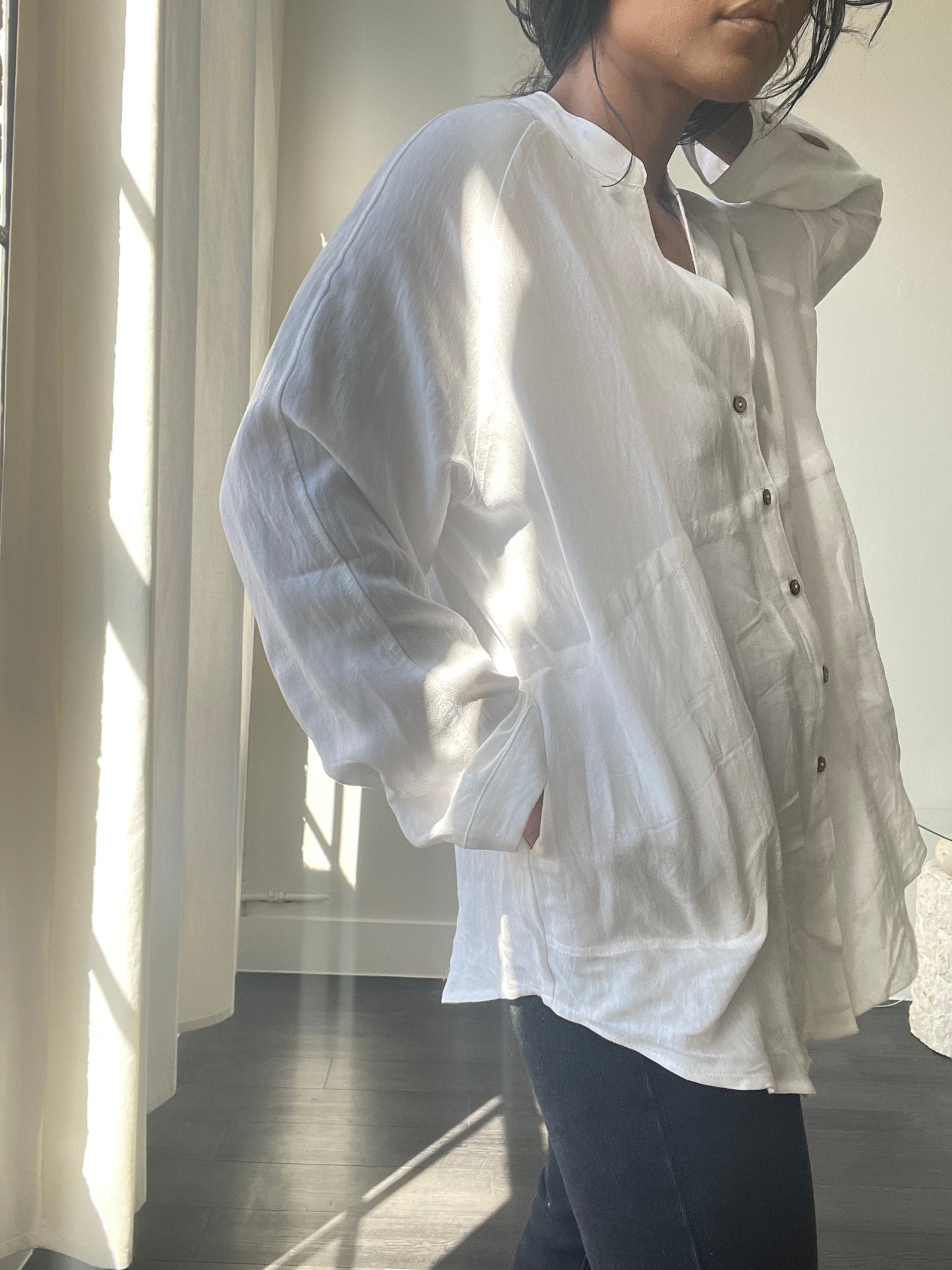 Perry Oversized Button Down In White