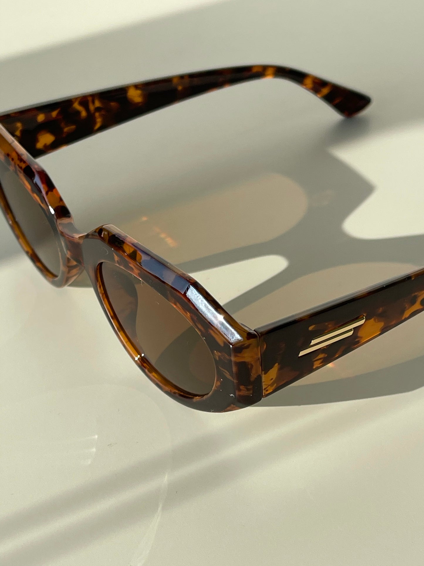 Donte Double Gold Bar Sunglasses In Tortoise