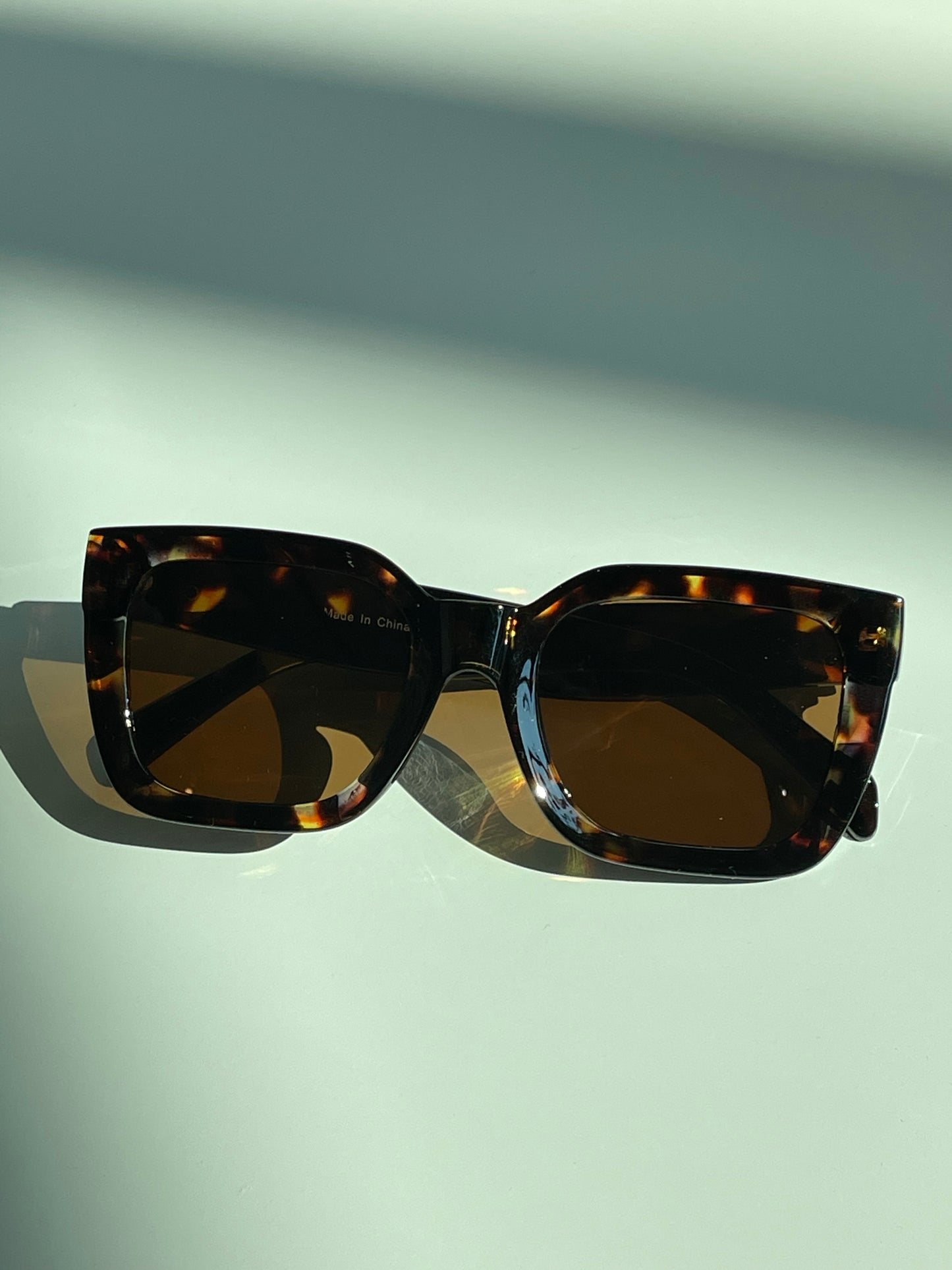 Belinda Bulk Frame Rectangular Sunglasses In Tortoise Brown
