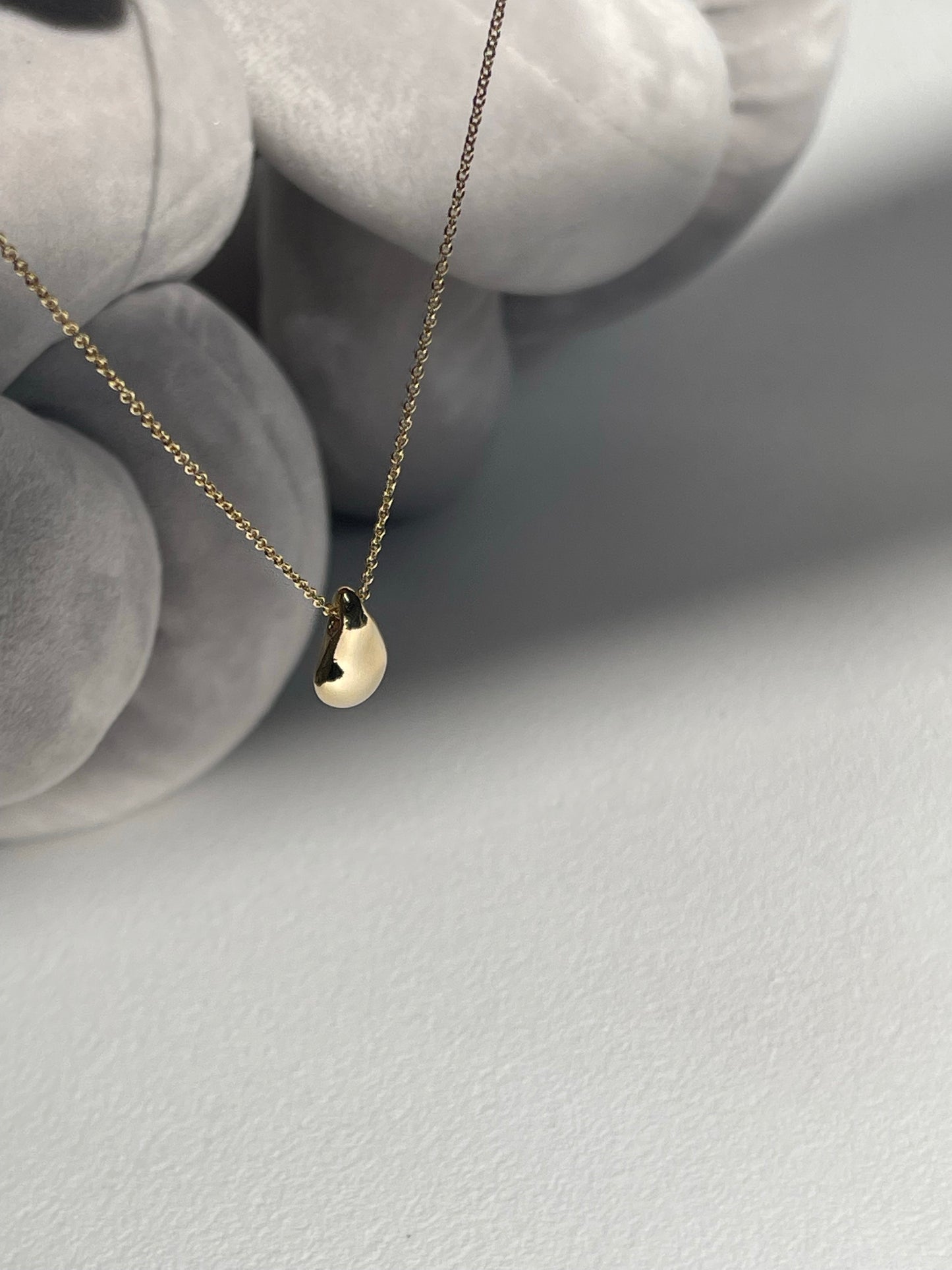 Organic Tear Drop Necklace In Gold