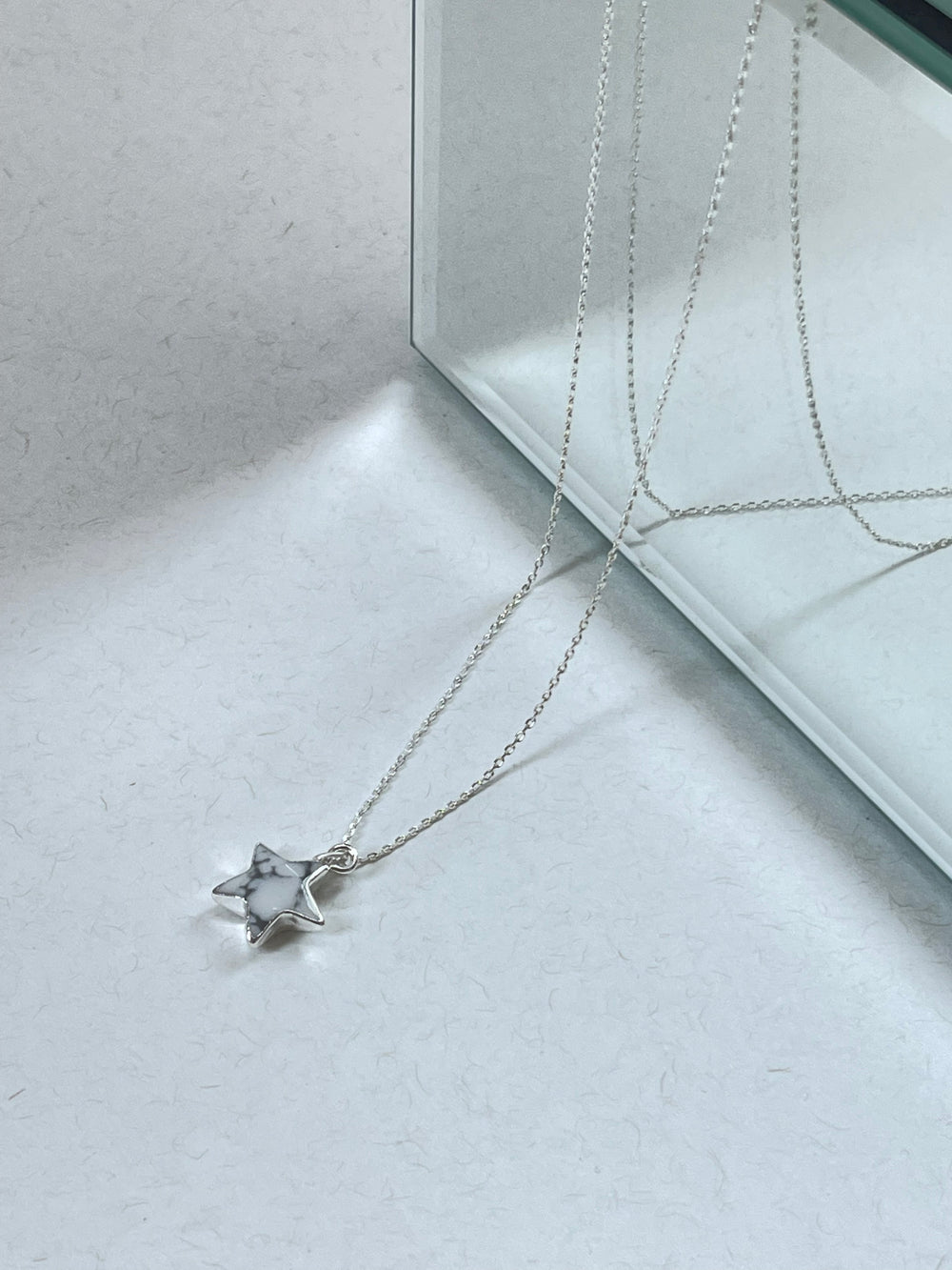 Marble Star Necklace In White
