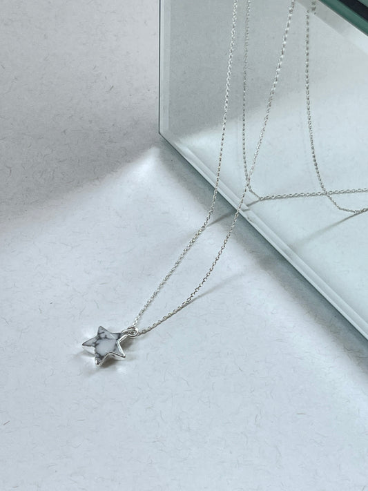 Marble Star Necklace In White