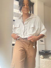 Katin Cotton Crop Button Down Top In Natural