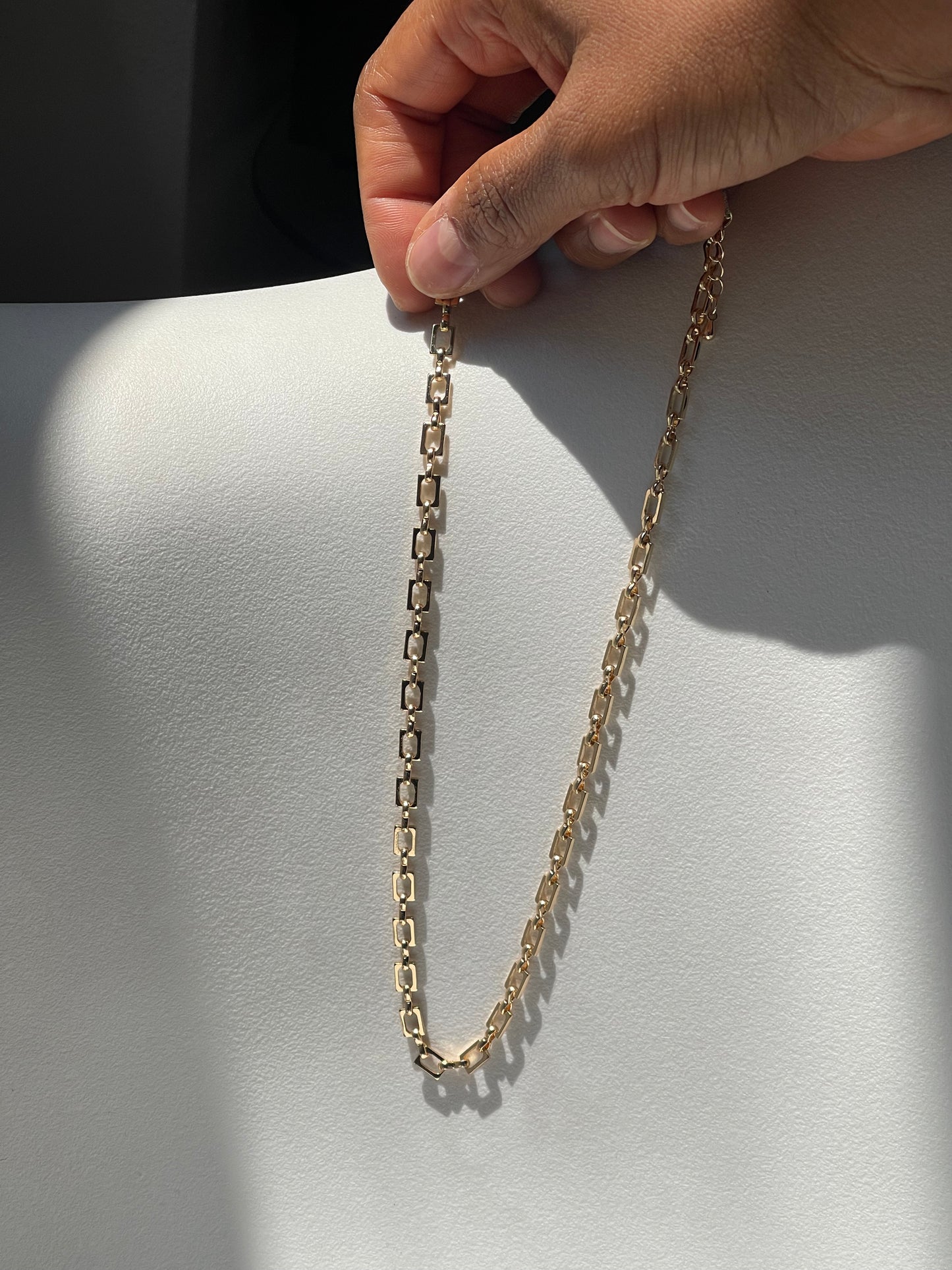 Ronnie Square Link Necklace In Gold