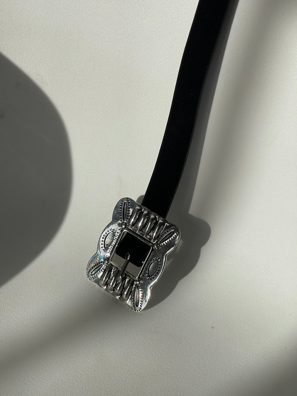 Danny Western Velvet Square Bucket Belt In Black Silver
