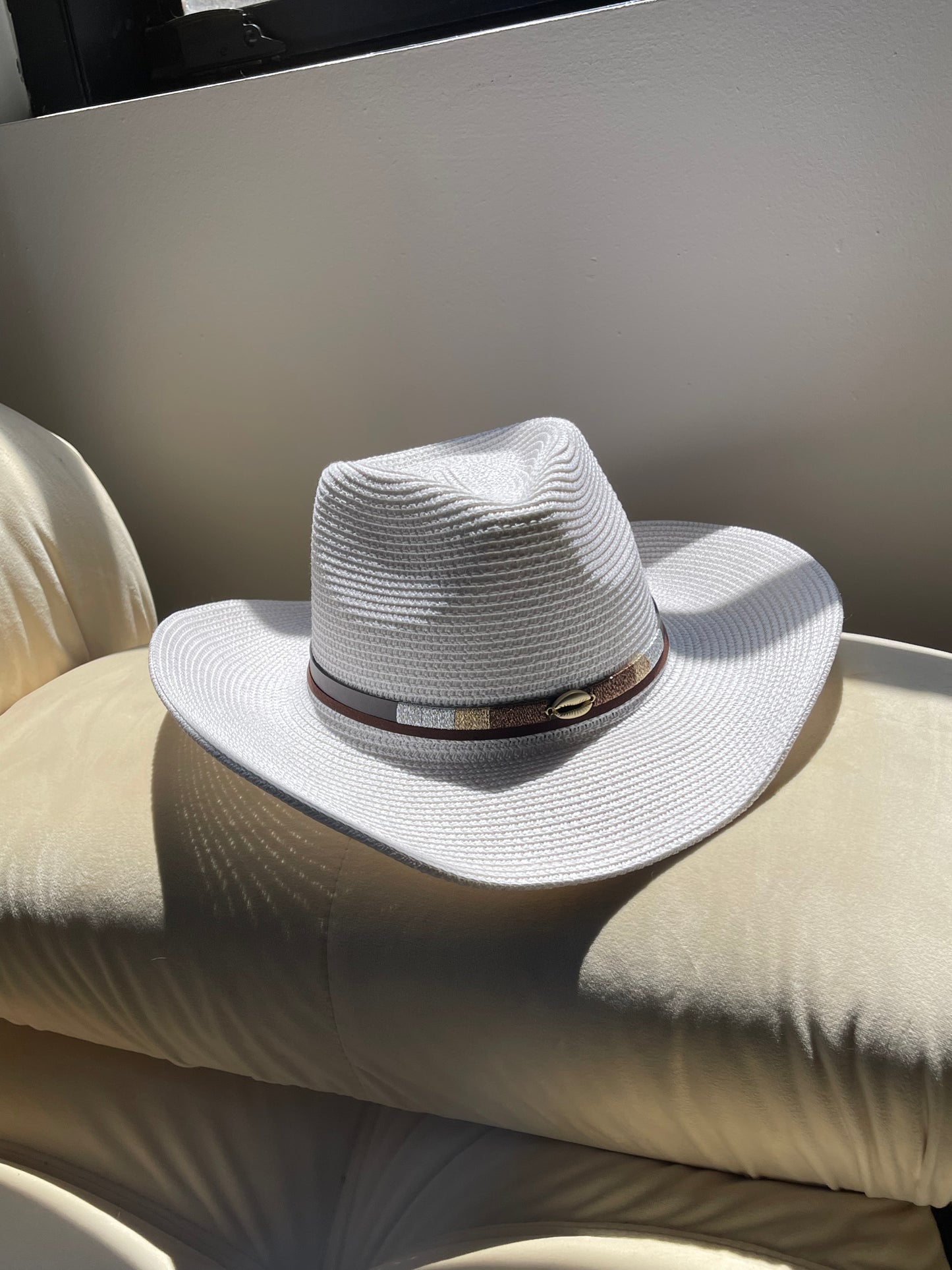Puka Shell Cowboy Hat In White