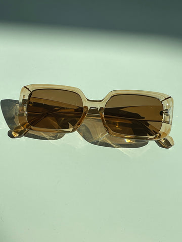 Eliza Round Square Sunglasses In Taupe Tangerine