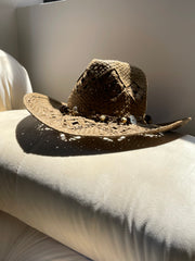 Toyo Beaded Cowboy Sun Hat In Brown