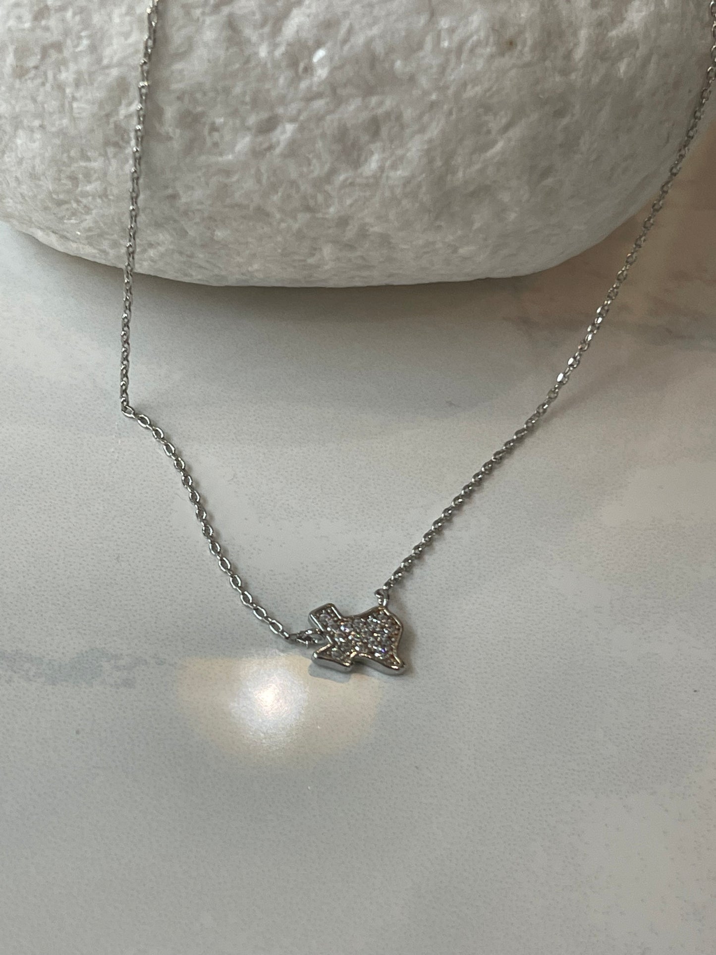 Mini Texas Charm Necklace In Silver