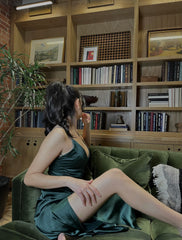 Dakota Satin Maxi Dress In Forest Green
