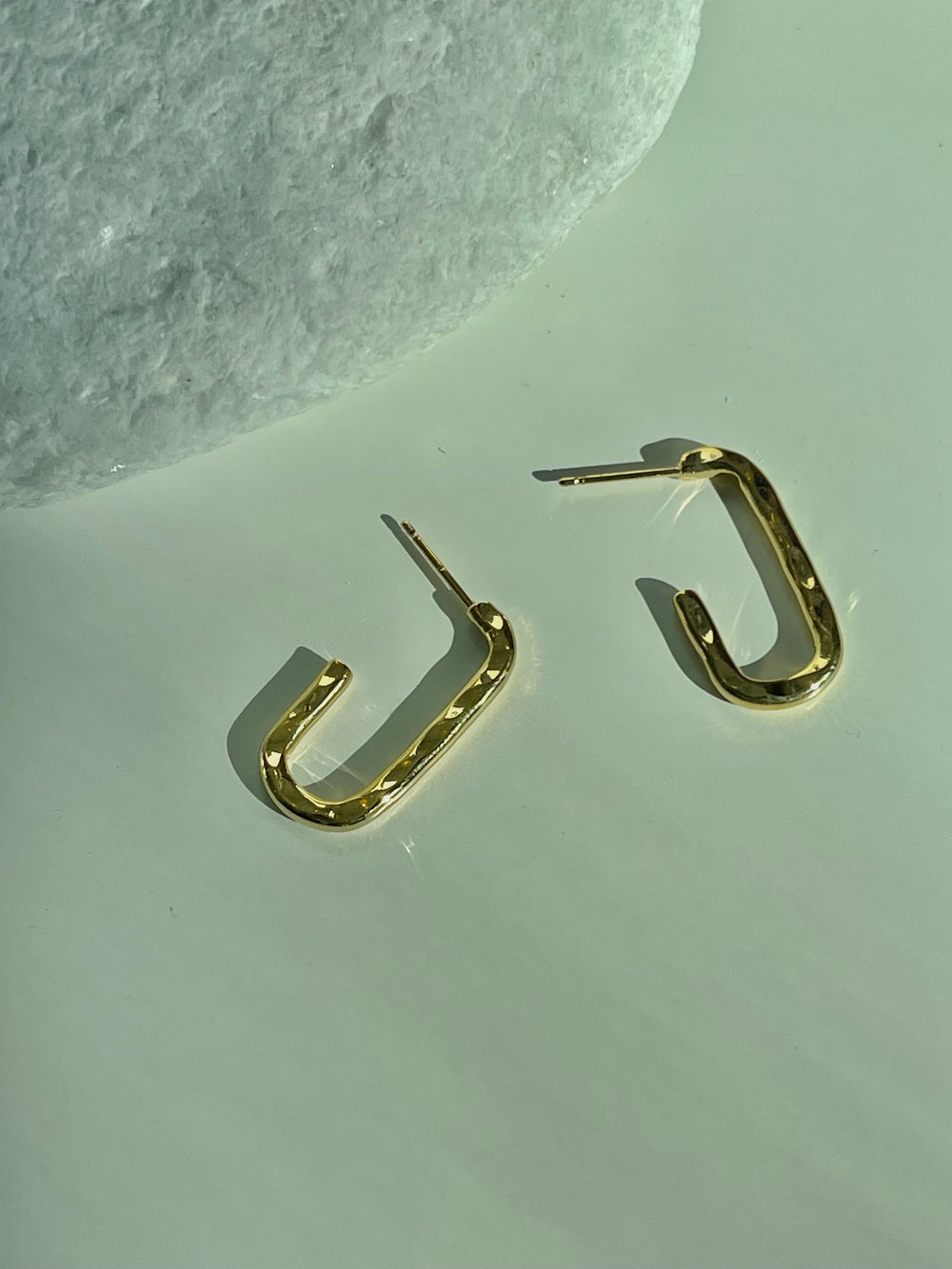 Hammered 14K Gold Dipped Hook Hoop Earring