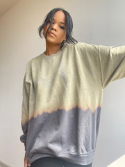 Logan Cotton Oversized Acid Pullover Sweatshirt In Olive