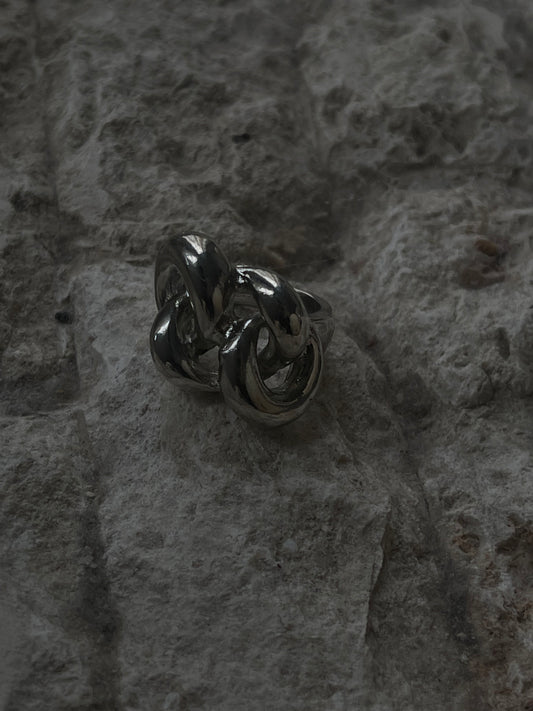 Claudette Twist Front Statement Ring In Silver