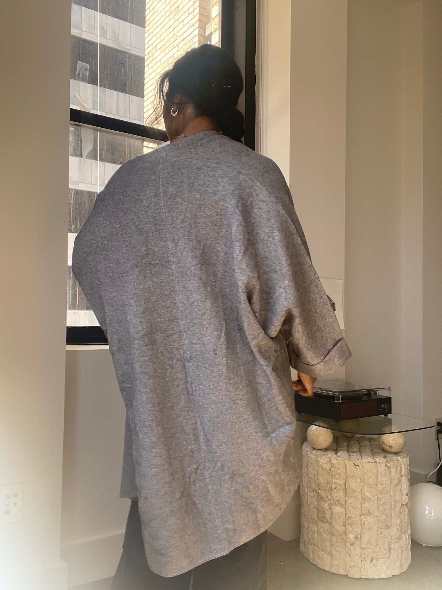 Deena Kimono Oversized Cardigan In Grey