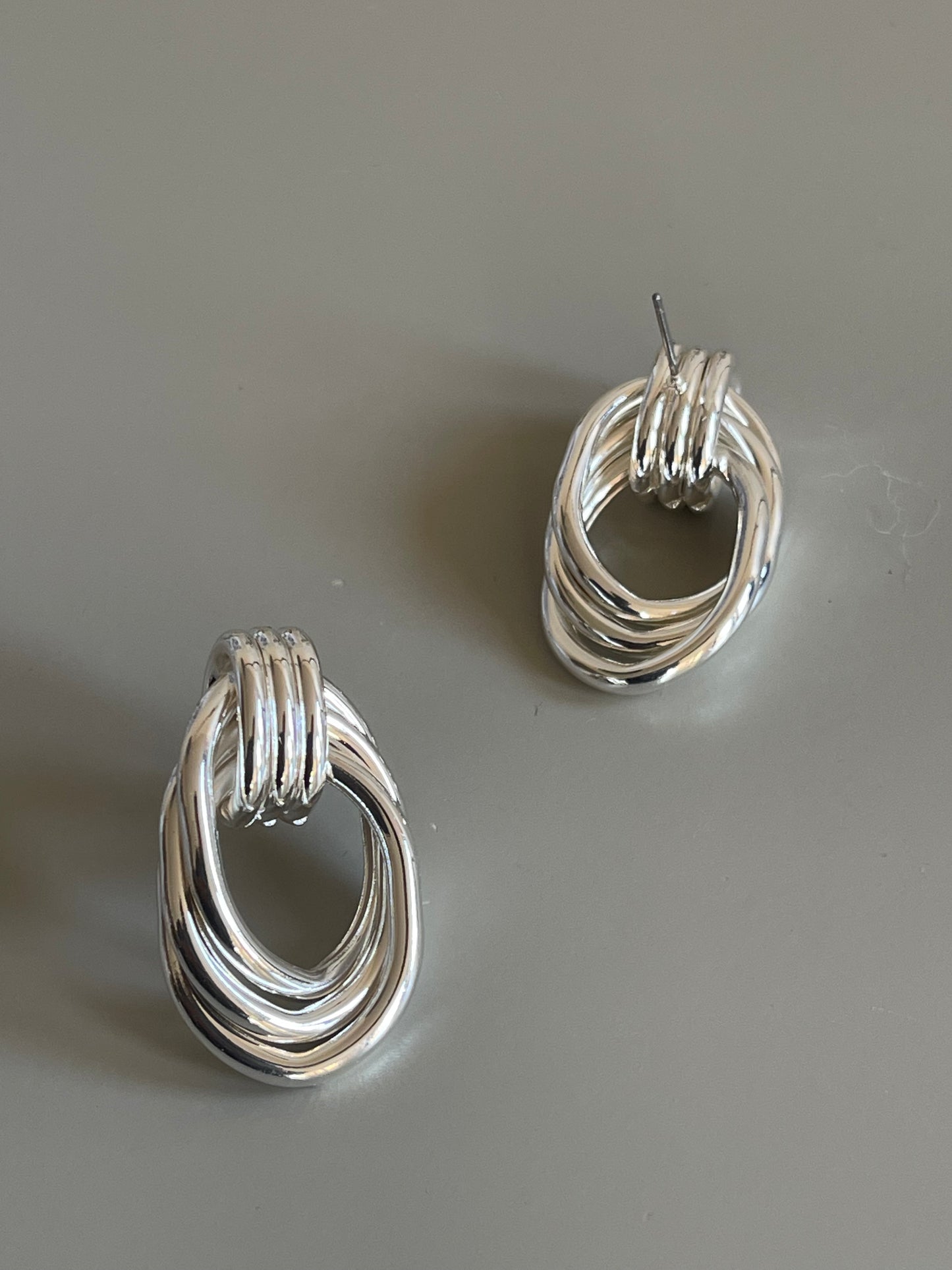 Classic Tri Link Earring In Silver