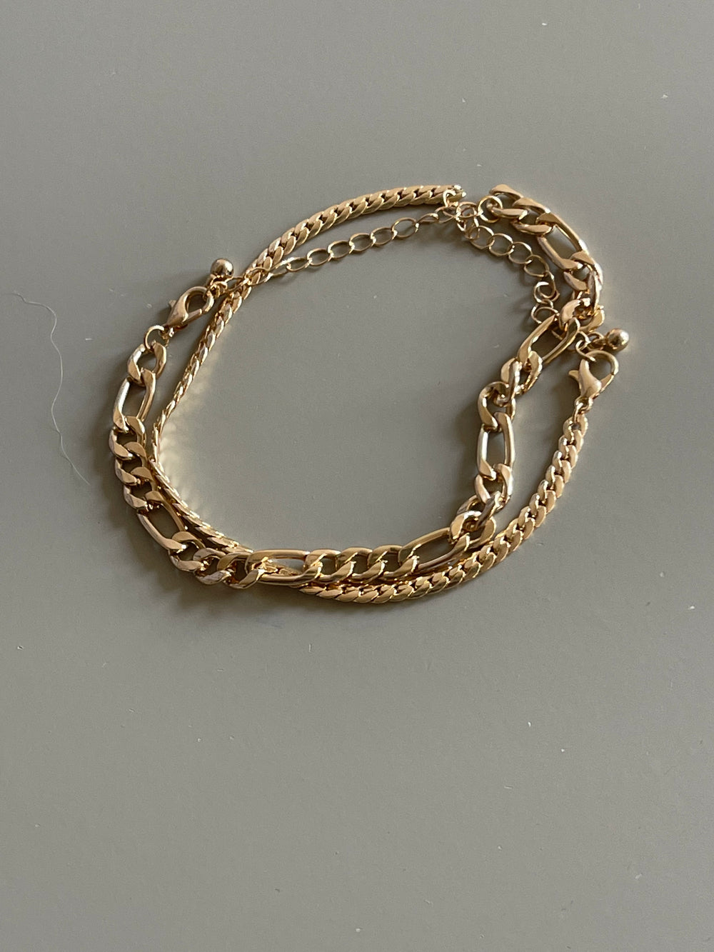 Classic Link Chain & Flat Crum Snake Bracelet In Gold
