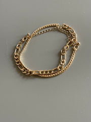 Classic Link Chain & Flat Crum Snake Bracelet In Gold