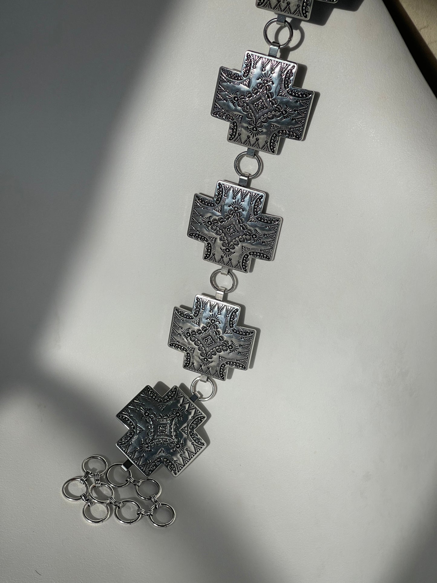 Wayne Metal Western Cross Chain Belt In Silver