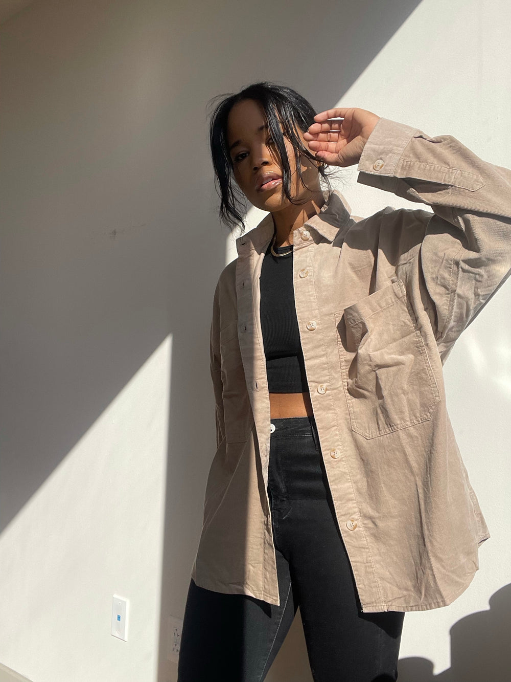 Wally Classic Button Down In Taupe