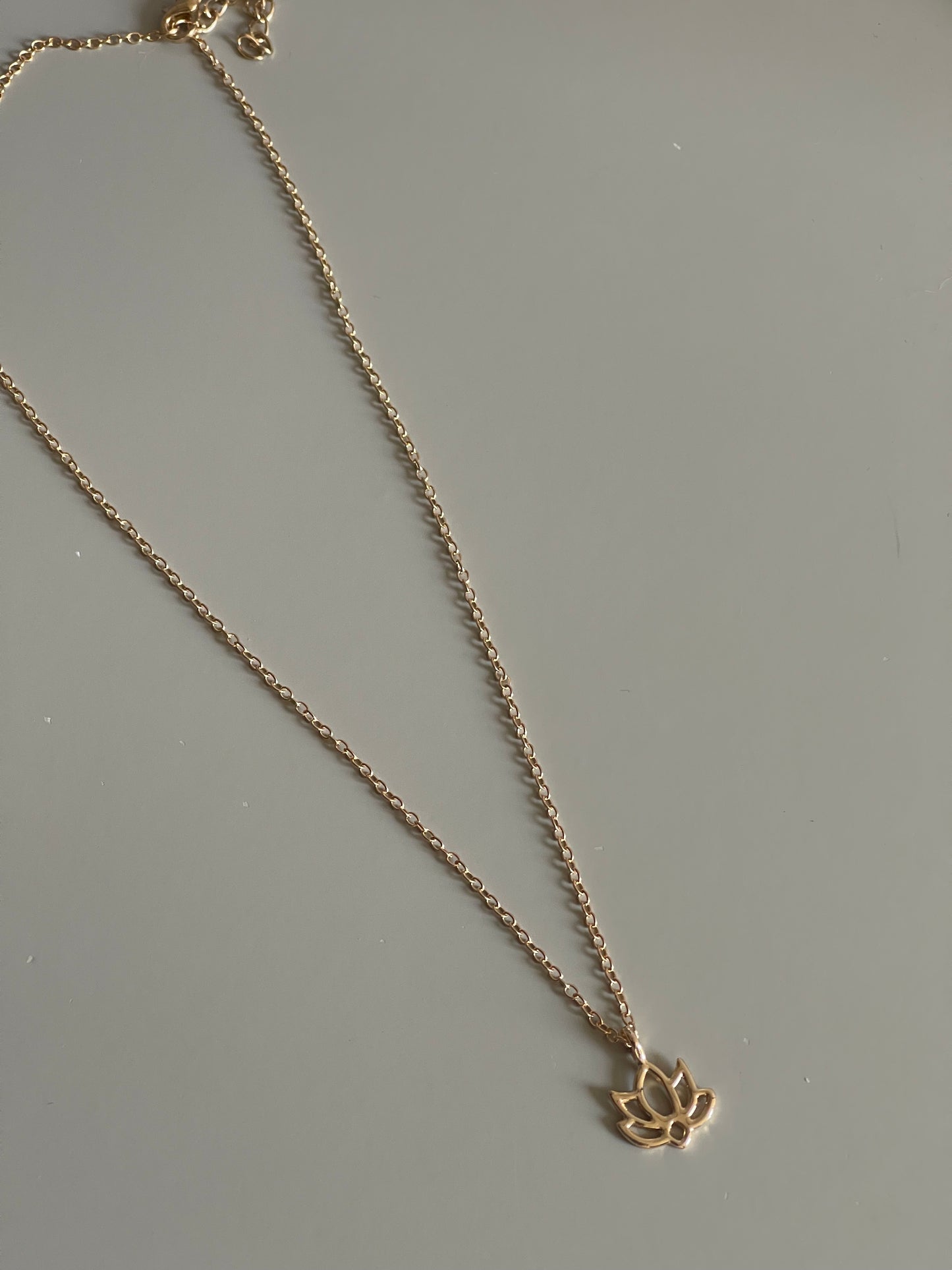 Lotus Flower Charm Necklace In Gold