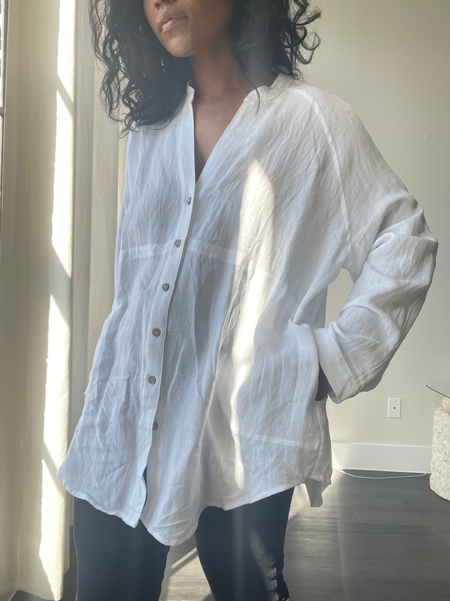 Perry Oversized Button Down In White