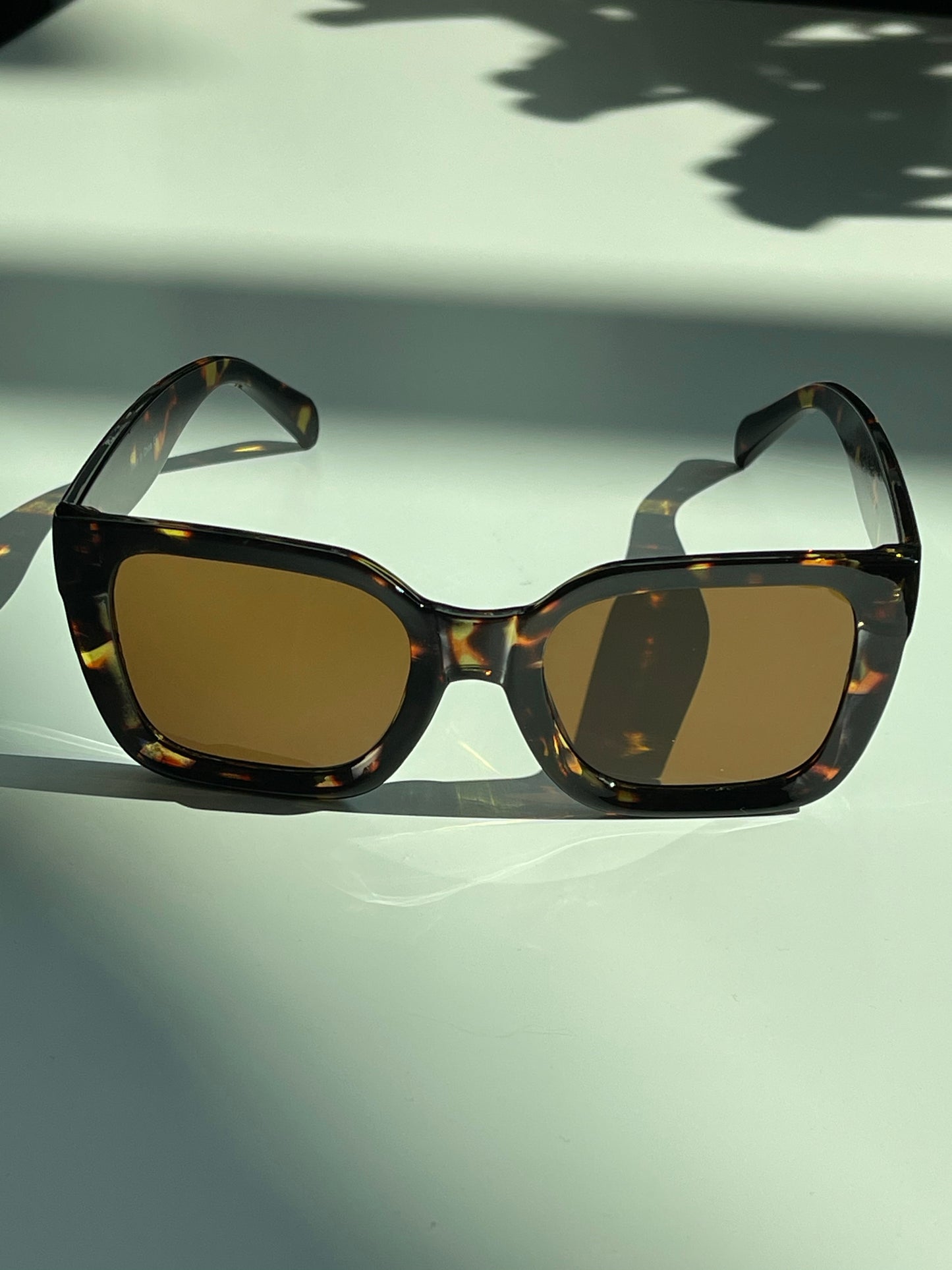 Belinda Bulk Frame Rectangular Sunglasses In Tortoise Brown