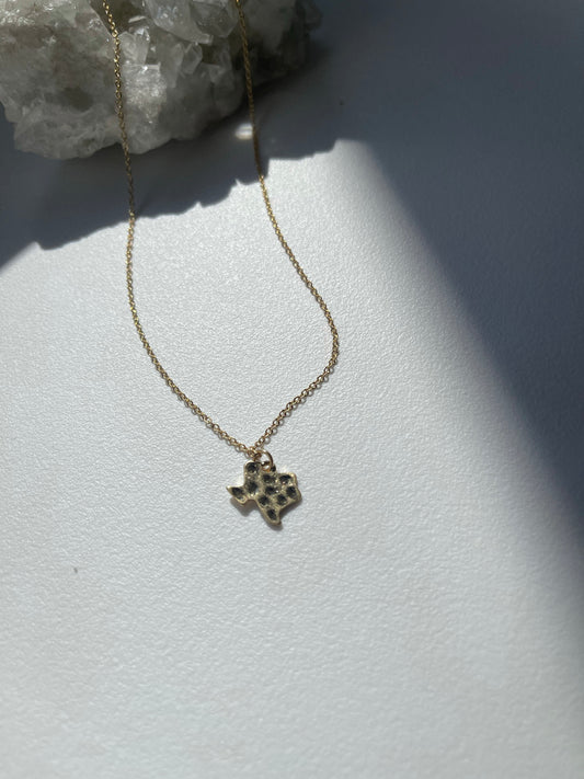 Hammered Texas Charm Necklace In Antique Gold