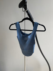Cora Corset Style Ribbed Tank Top In Blue