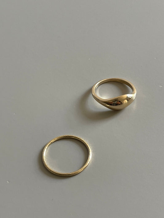 Dome & Band Ring Set In Gold