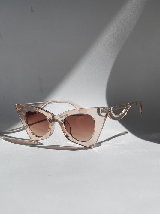 Gia Angled Cat-Eye Sunglasses In Translucent Taupe