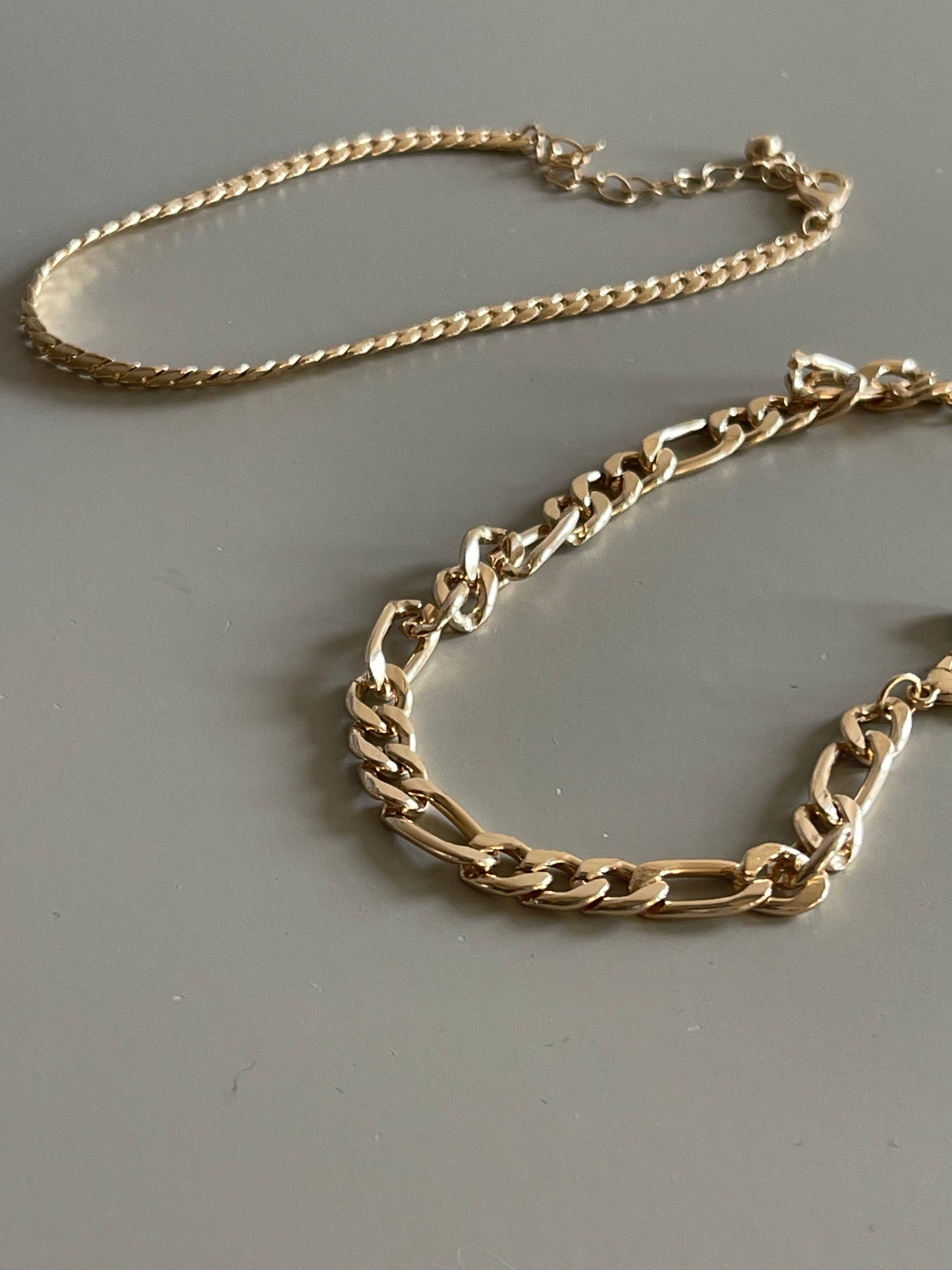 Classic Link Chain & Flat Crum Snake Bracelet In Gold