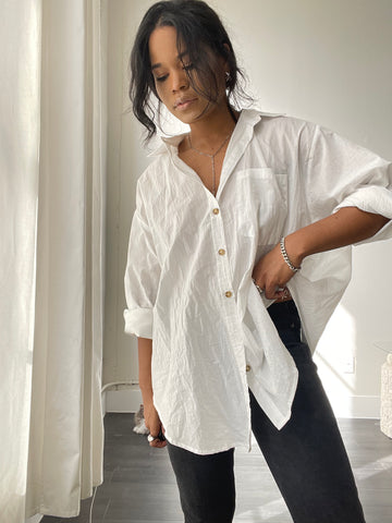 Chase Cotton Oversized Button Down In White