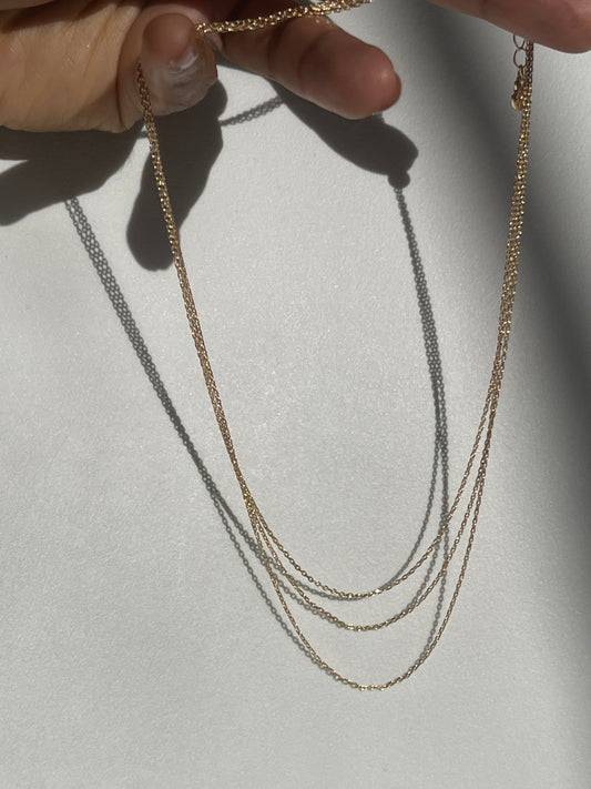 Tri Layered Mini Link Chain Necklace In Gold