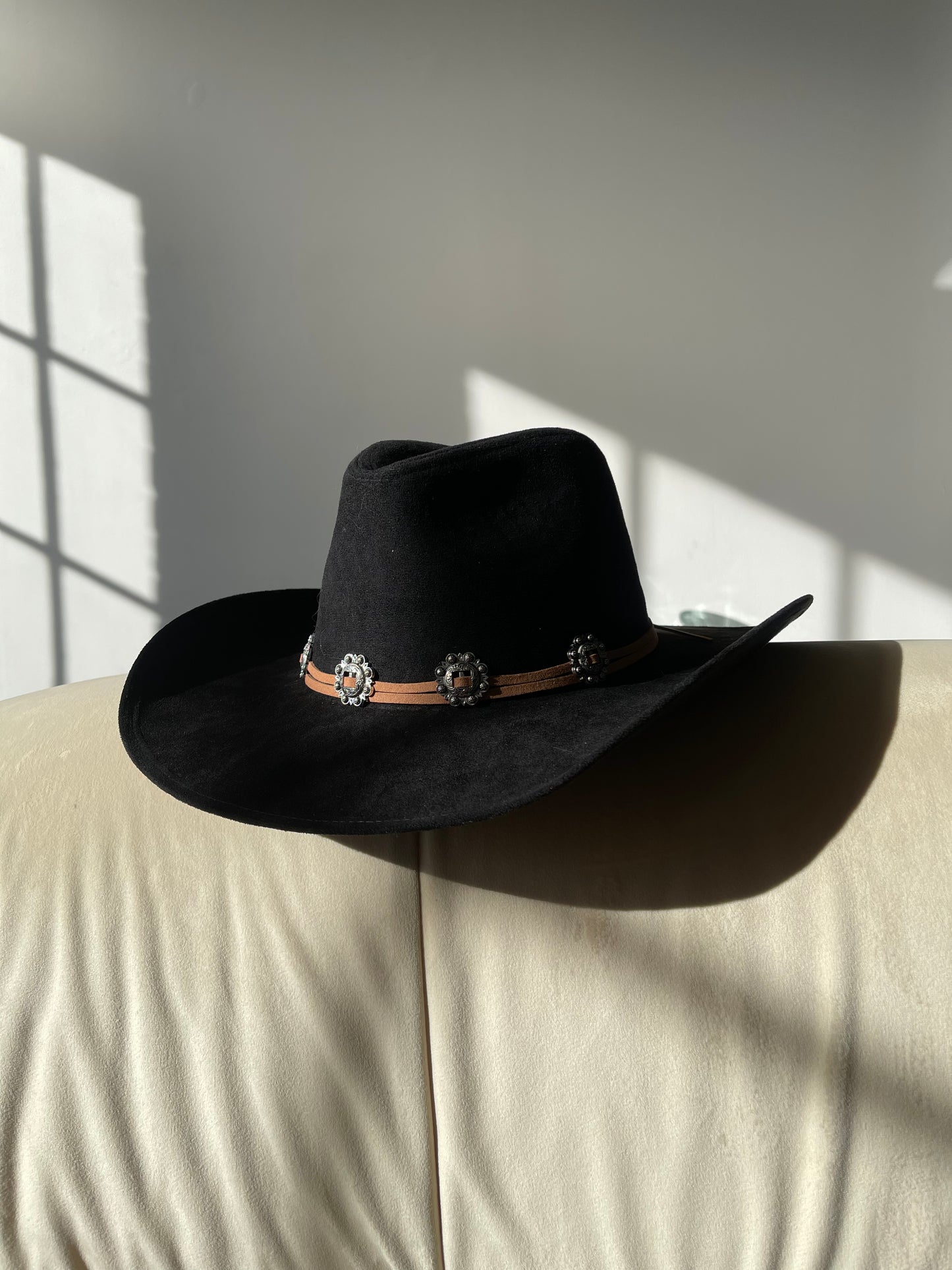 Melina Western Style Cowboy Hat Fedora In Black